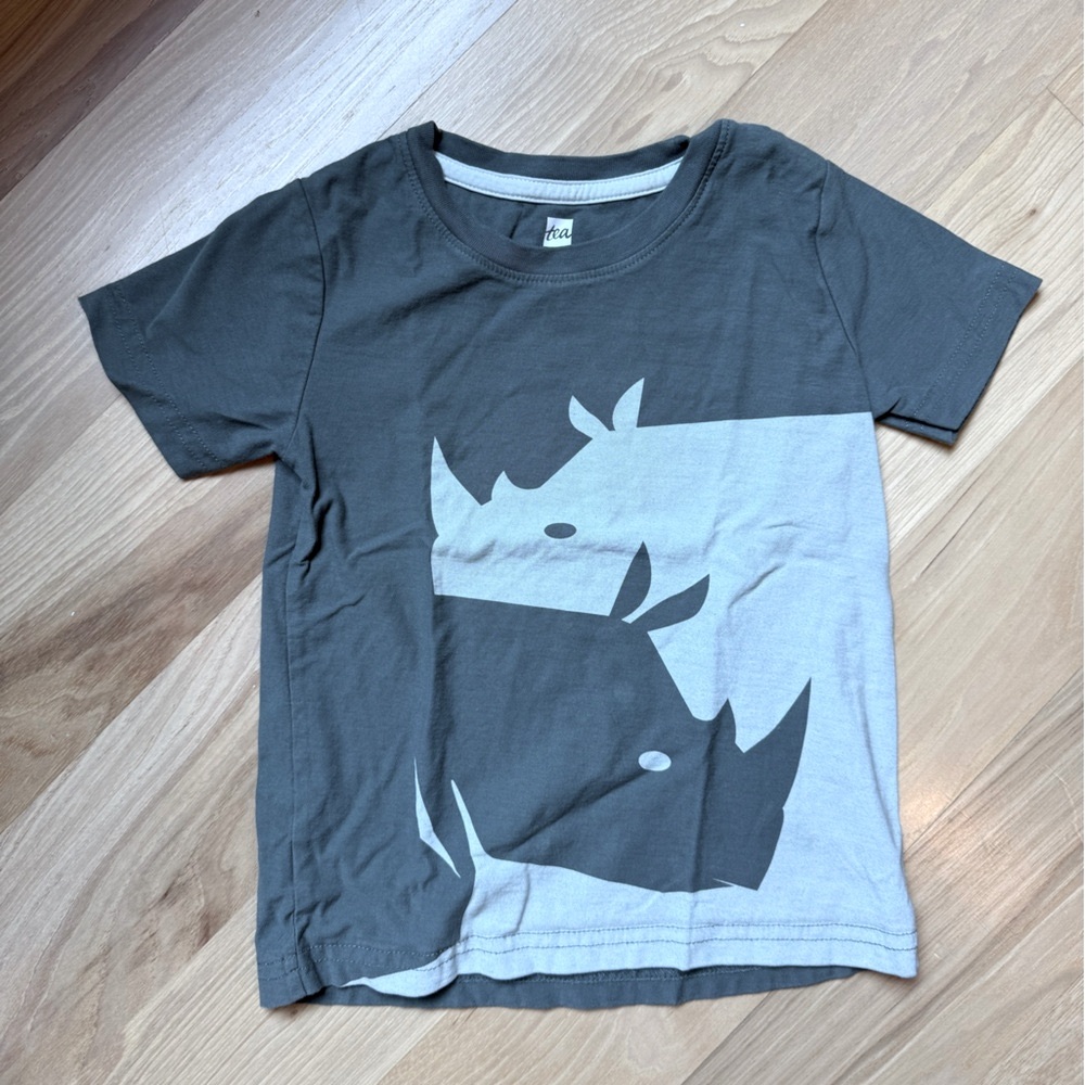 Tea Collection Rhino Graphic Tee - Dark Teal and Light Teal